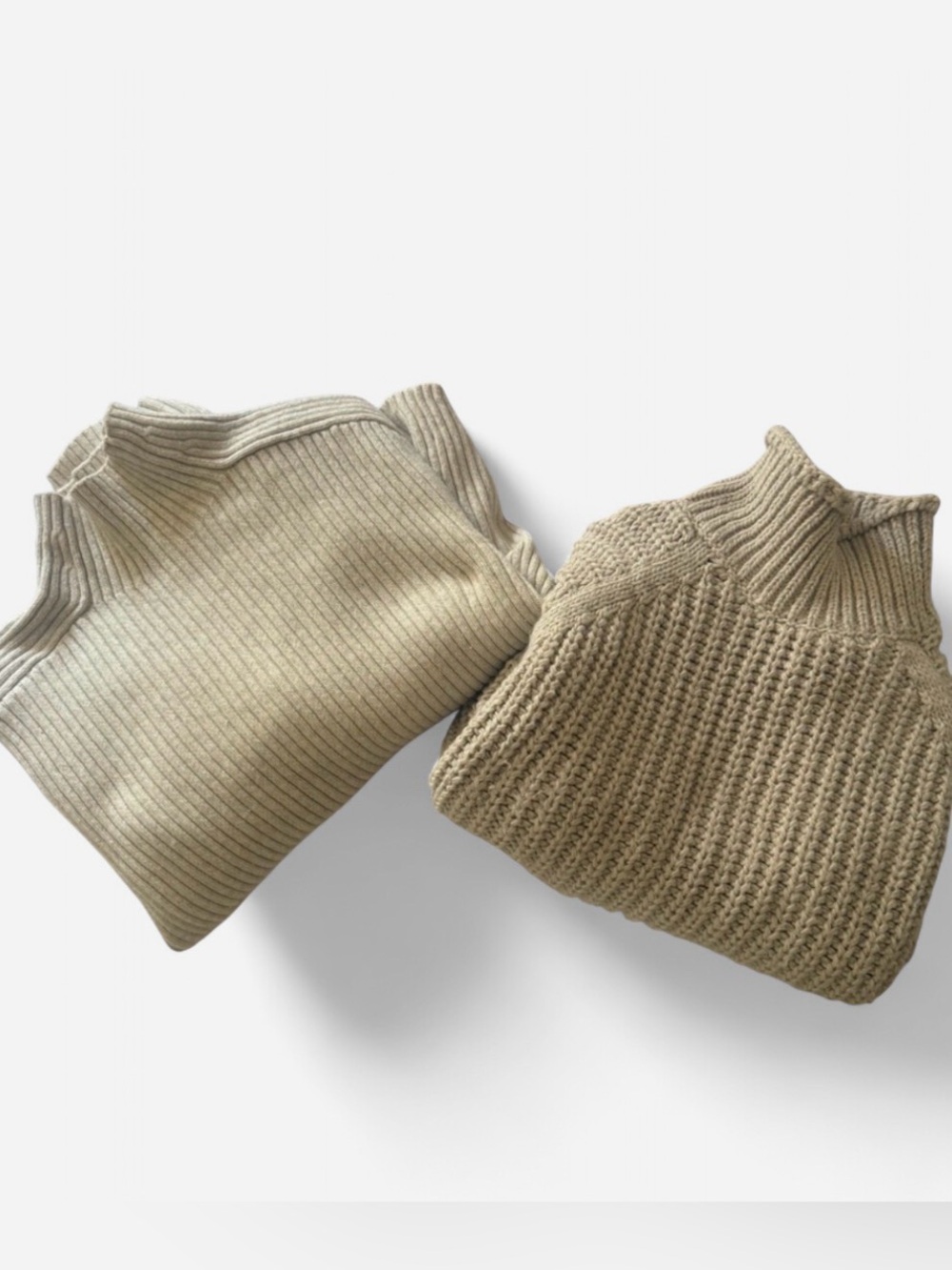 2 H&M Cream Ribbed Pullover & Chunky Turtleneck Sweaters Set